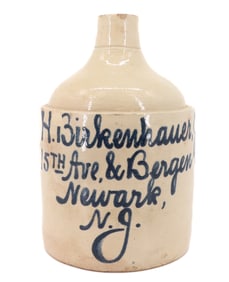 NEWARK, NJ BLUE SCRIPT ADVERTISING JUG
