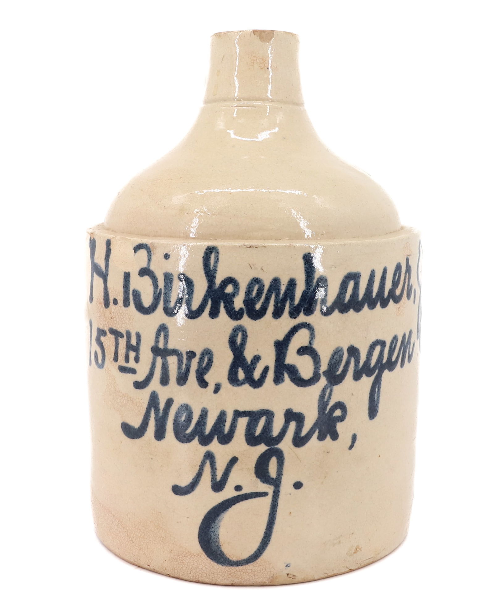 NEWARK, NJ BLUE SCRIPT ADVERTISING JUG (1 of 6)