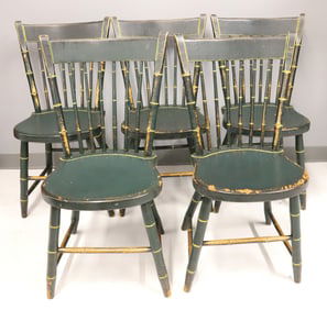 SET OF (5) PAINTED COUNTRY CHAIRS