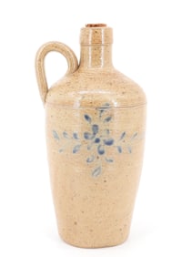 BLUE DECORATED STONEWARE BOTTLE