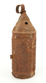 19TH C. PUNCHED TIN LANTERN