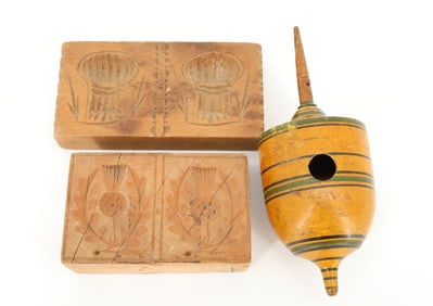 WOODEN TOY TOP AND BUTTER PRINTS