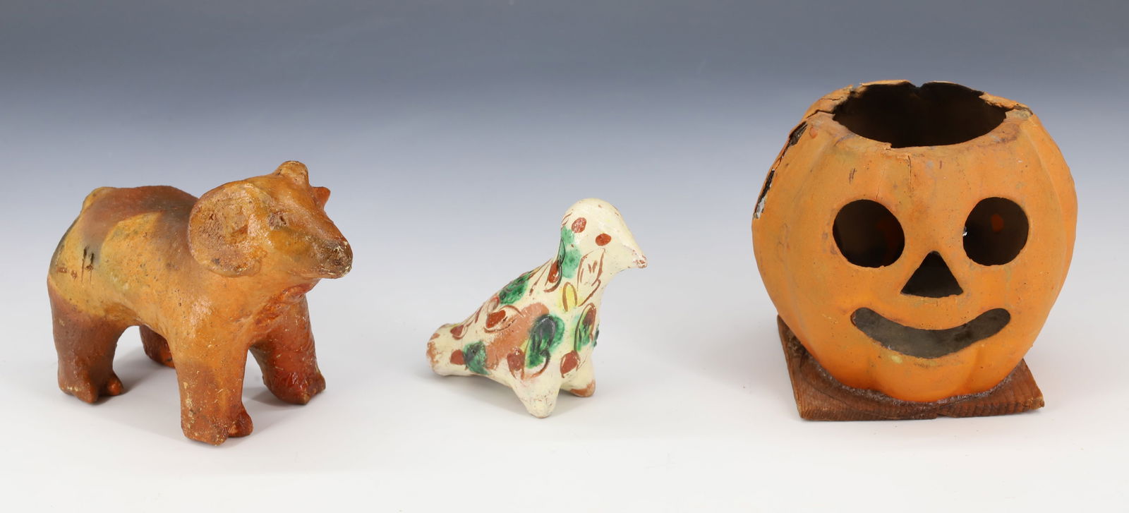 HALLOWEEN JACK-O-LANTERN, BIRD WHISTLE  AND POTTERY RAM (1 of 5)
