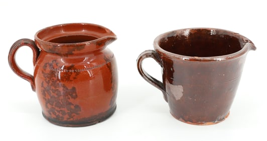 (2) REDWARE HANDLED POTS