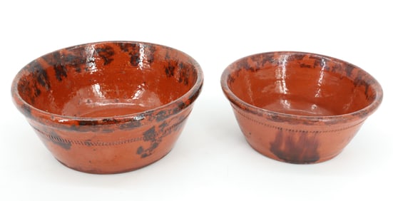 (2) REDWARE BOWLS