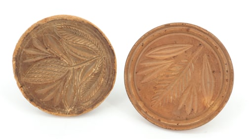 (2) CARVED WOODEN BUTTER STAMPS