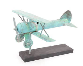 COPPER BIPLANE WEATHERVANE