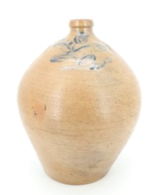 BLUE DECORATED OVOID STONEWARE JUG