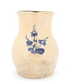 BLUE DECORATED STONEWARE PITCHER