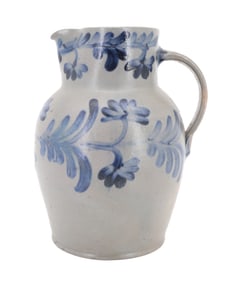 BLUE DECORATED STONEWARE PITCHER