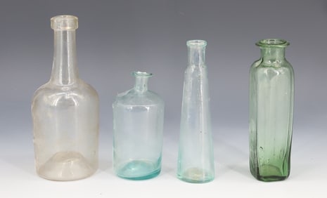 LOT OF BLOWN GLASS BOTTLES