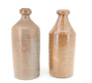 (2) STONEWARE ADVERTISING BOTTLES