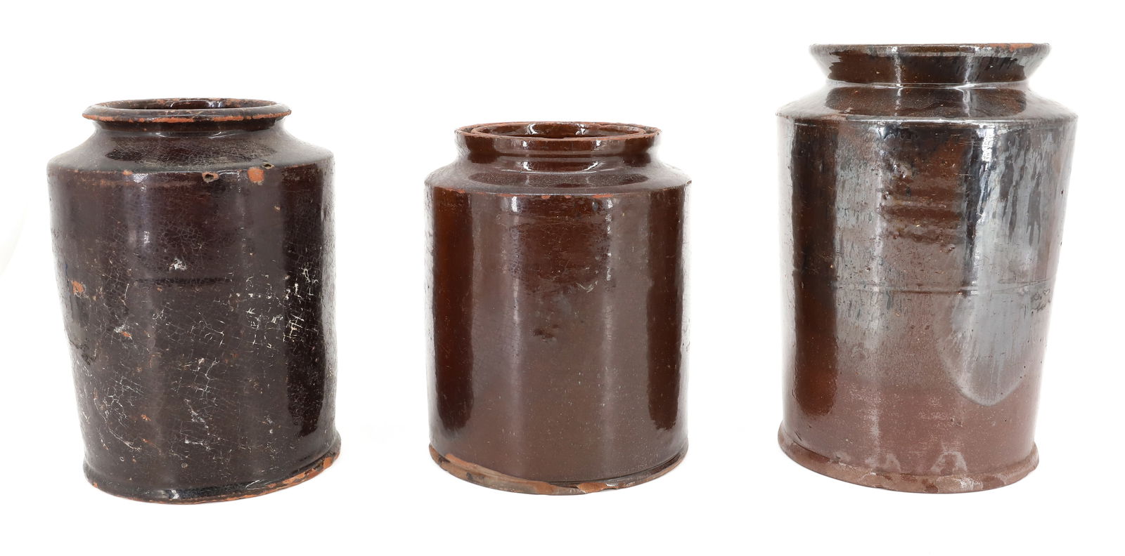 (3) REDWARE PRESERVE JARS, CROCKS (1 of 6)