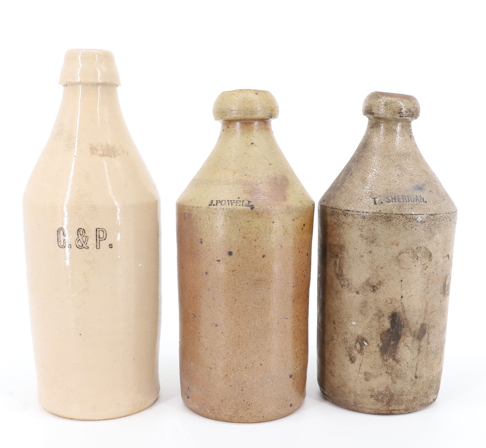 (3) STONEWARE ADVERTISING BOTTLES (1 of 6)