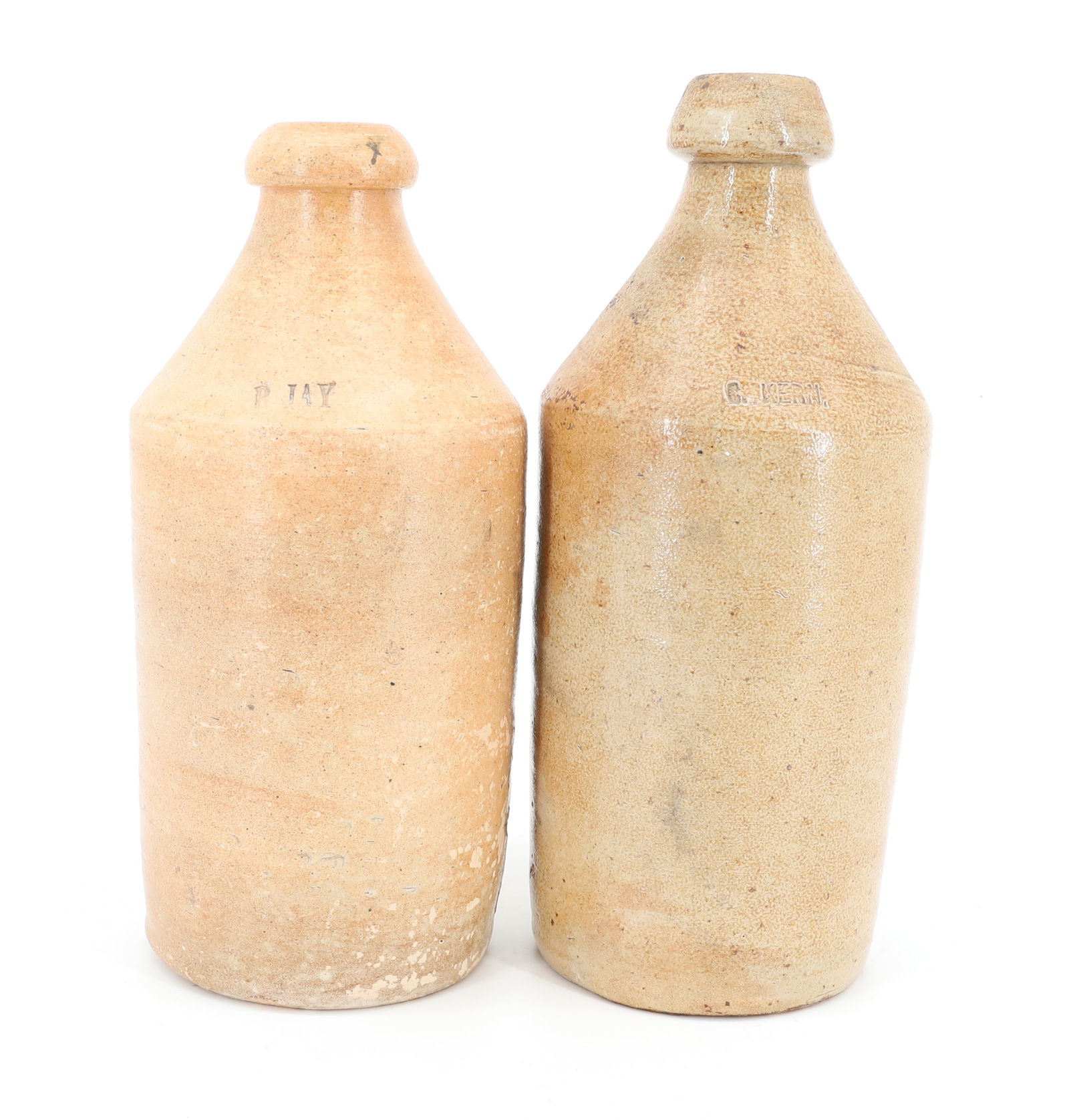 (2) STONEWARE ADVERTISING BOTTLES (1 of 6)