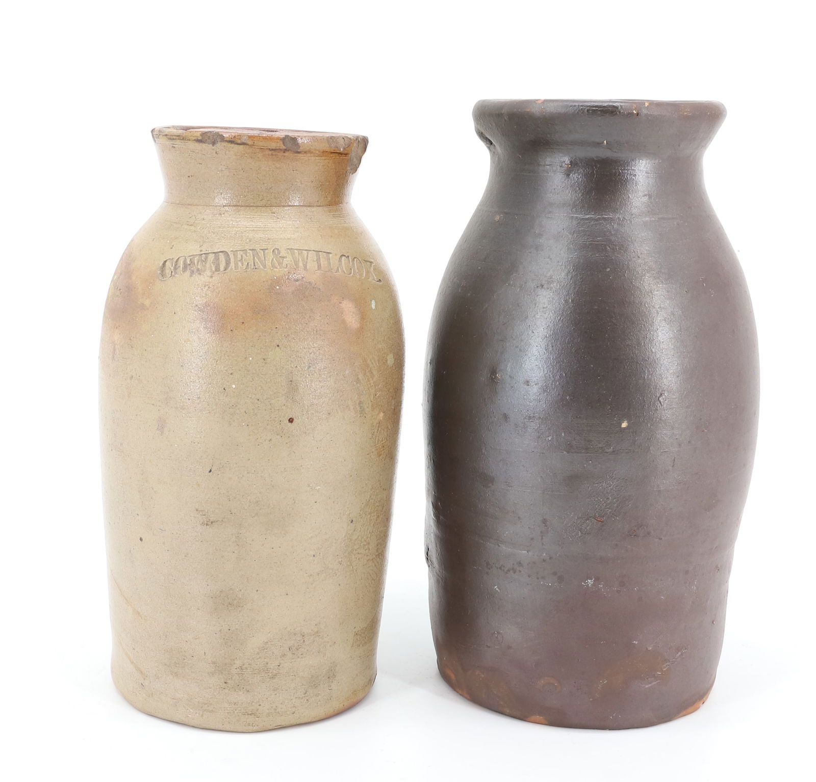 (2) STONEWARE CROCKS, JARS (1 of 6)