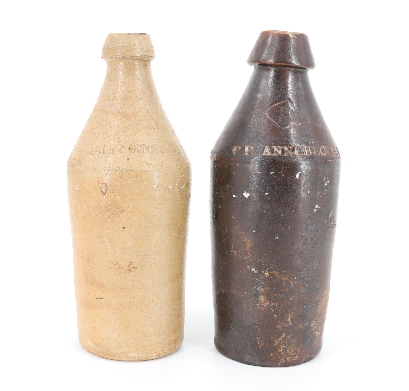 (2) NJ STONEWARE ADVERTISING BOTTLES (1 of 6)