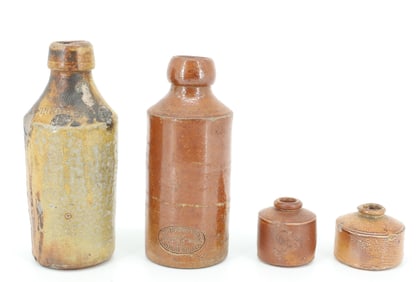LOT OF STONEWARE INKWELLS / BOTTLES