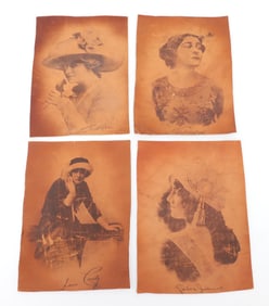 (4) LEATHER PORTRAITS OF ACTRESSES