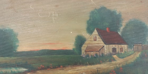 SMALL FOLK ART OIL ON WOOD