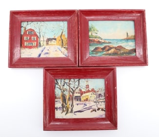 (3) SMALL IRENE ROSS ROBINSON OIL ON BOARD