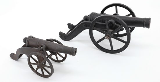 (2) CAST IRON MINIATURE CANNONS