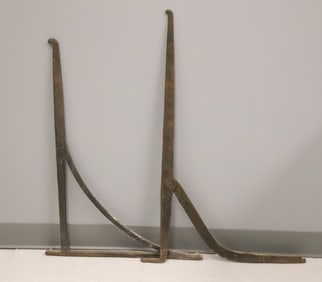 (2) 18TH C. WROUGHT IRON FIREPLACE CRANES