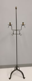 WROUGHT IRON / BRASS ADJUSTABLE CANDLE HOLDER