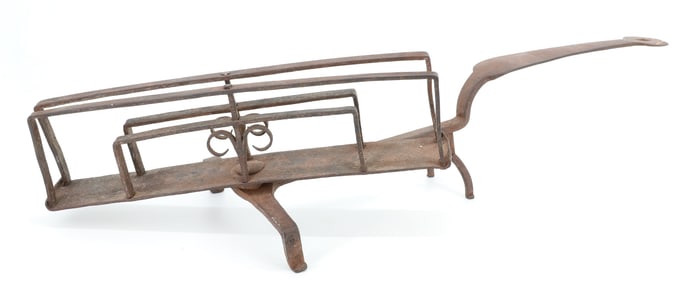 EARLY WROUGHT IRON FIREPLACE TOASTER