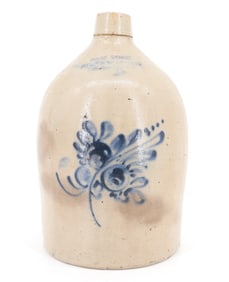 FORT EDWARD, NY BLUE DECORATED JUG