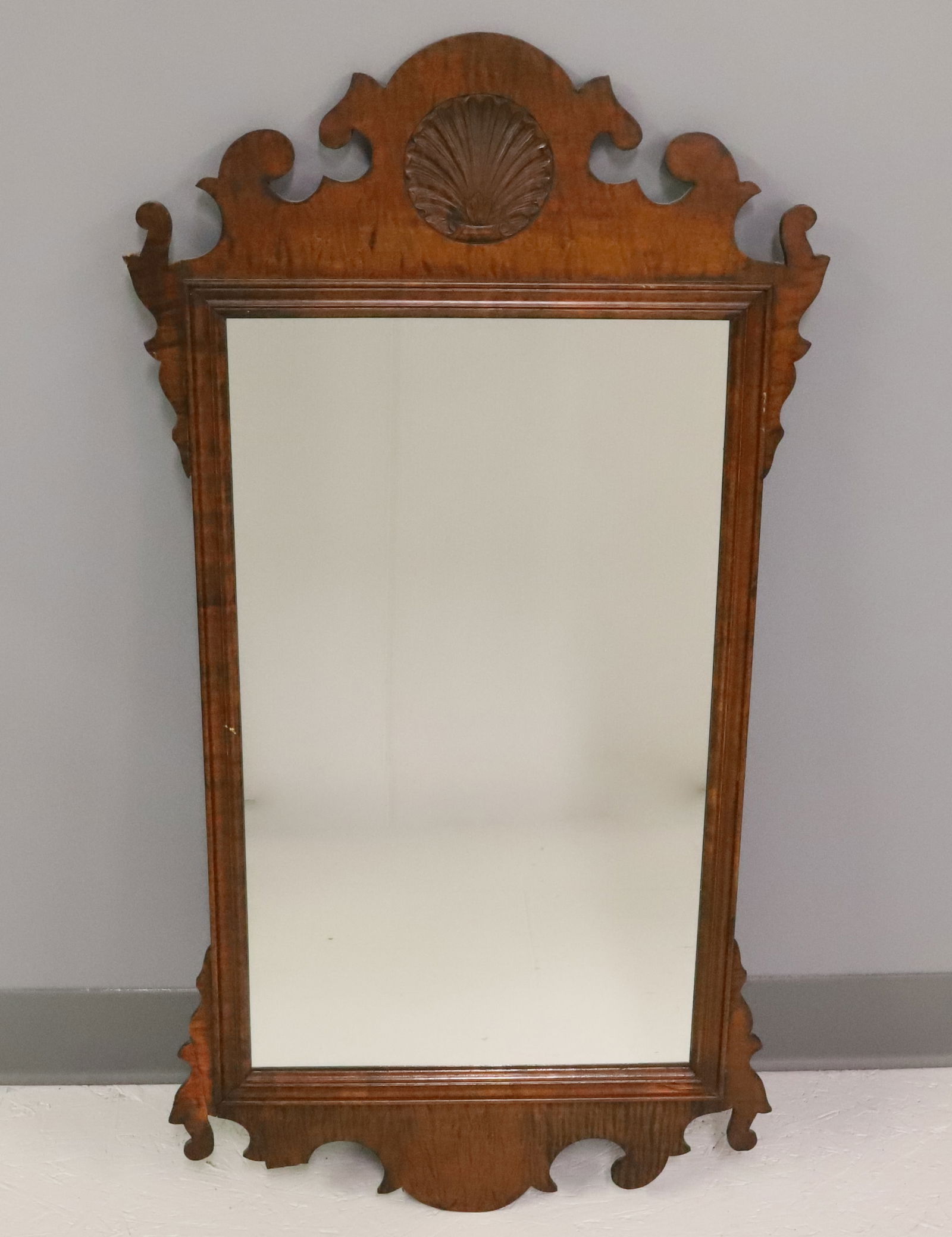 ANTIQUE FIGURED MAHOGANY MIRROR (1 of 3)