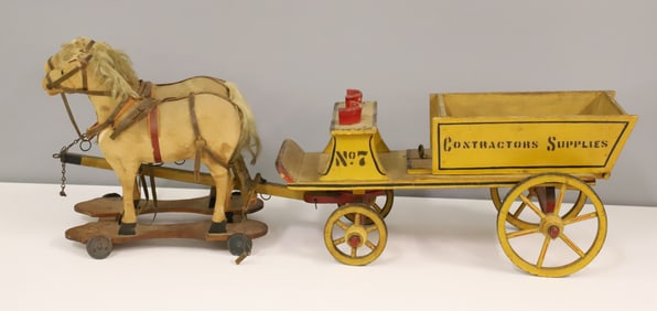 WOODEN HORSES AND WAGON