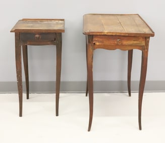 (2) ANTIQUE SIDE TABLES W/ GALLERY
