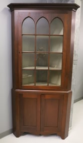 19TH C. TWELVE-PANE CORNER CUPBOARD
