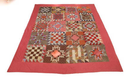 19TH C. HAND STITCHED PATCHWORK QUILT