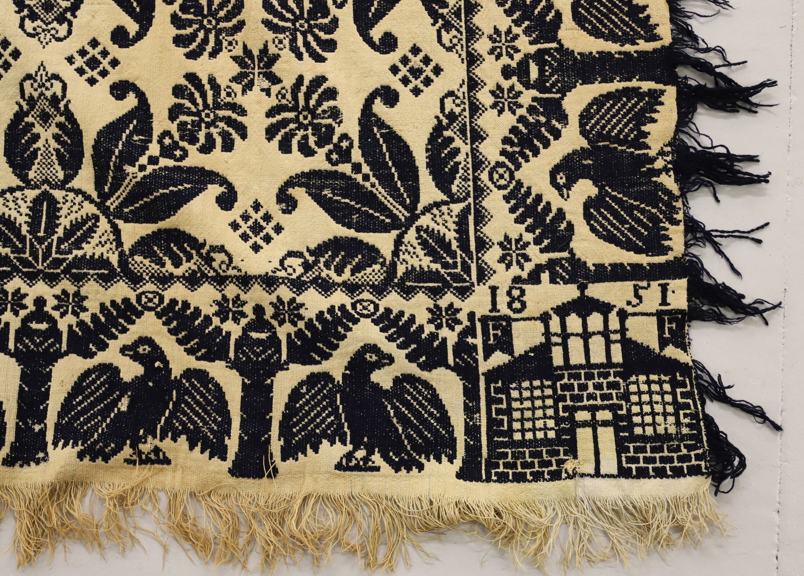 19TH C. BLUE / WHITE COVERLET (1 of 7)