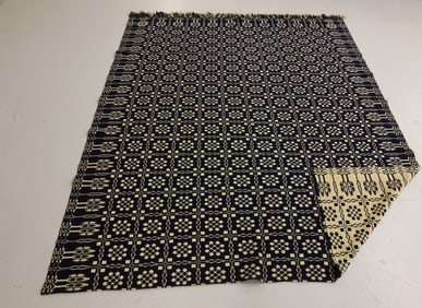 19TH C. BLUE / WHITE COVERLET