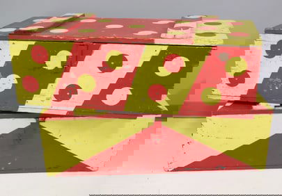 (2) FOLK ART CLOWN / CIRCUS TRUNKS