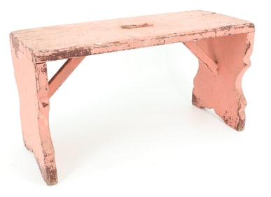 PAINTED "CRICKET" BENCH, FOOTSTOOL