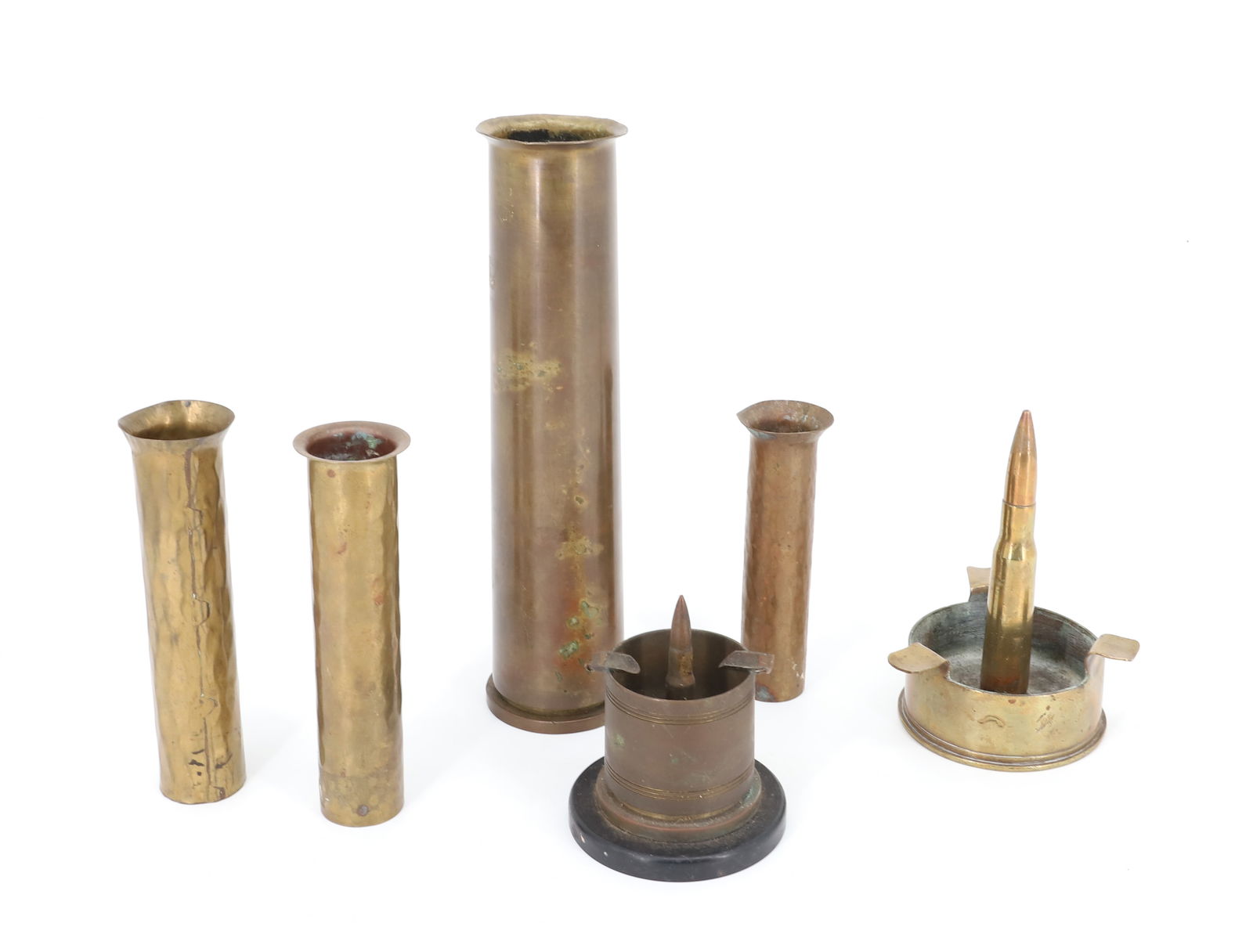 LOT OF TRENCH ART VASES AND ASHTRAYS (1 of 5)