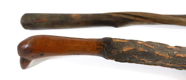 FOLK ART CARVED WALKING STICKS, CANE