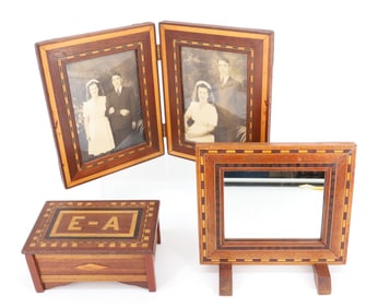 1940S INLAID MIRROR / FRAME / BOX