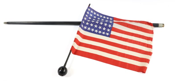 19TH C. PARADE FLAG /WALKING STICK