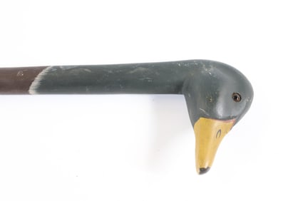 CARVED WOODEN DUCK CANE