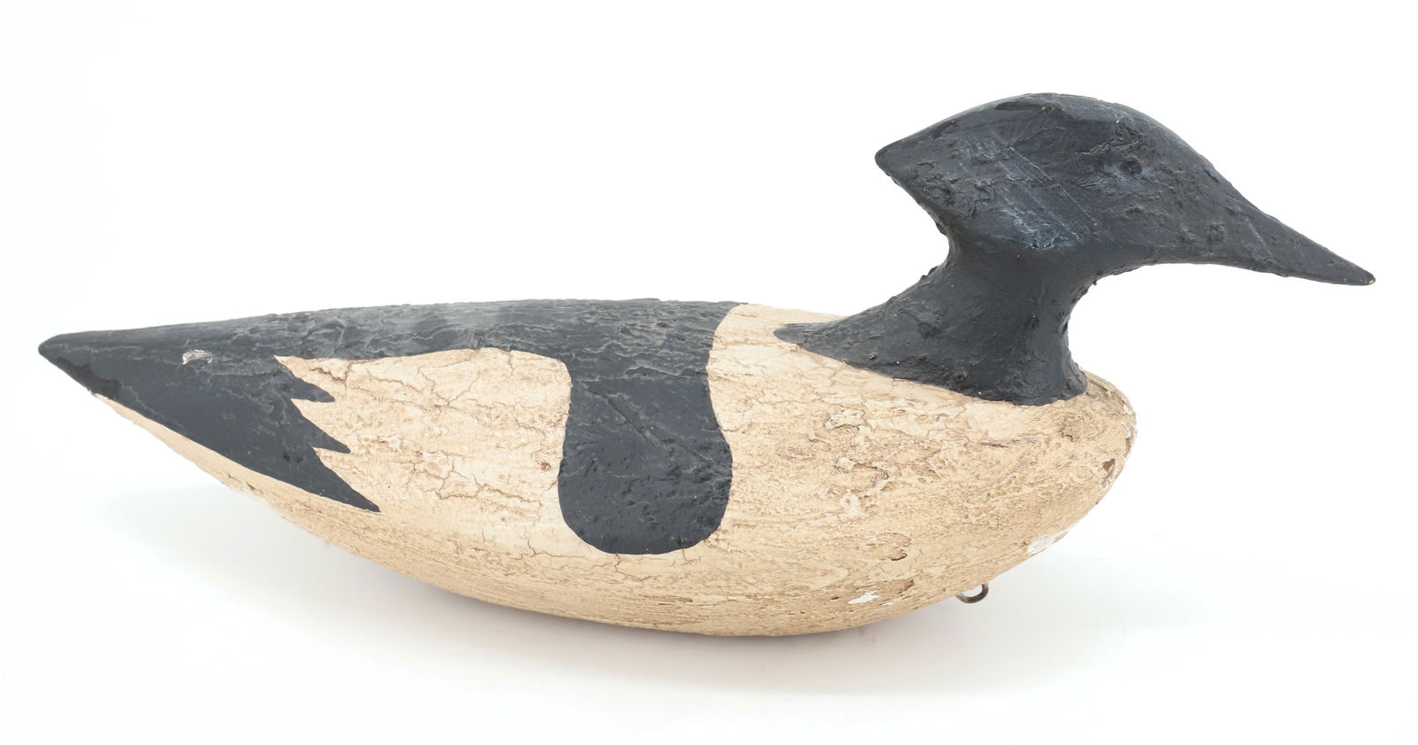 PAINTED DUCK DECOY, MERGANSER MRKD. WHITE (1 of 4)