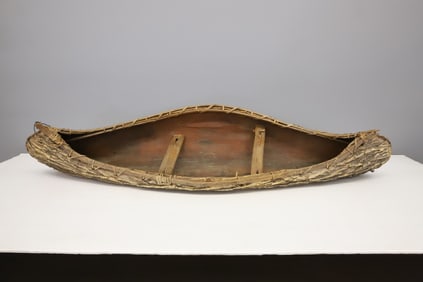 HANDMADE MODEL OF A BIRCHBARK CANOE