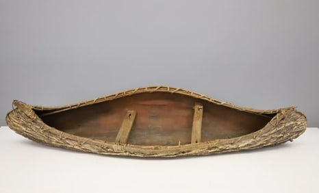 HANDMADE MODEL OF A BIRCHBARK CANOE