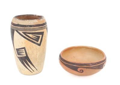 (2) NATIVE AMERICAN DECORATED POTS