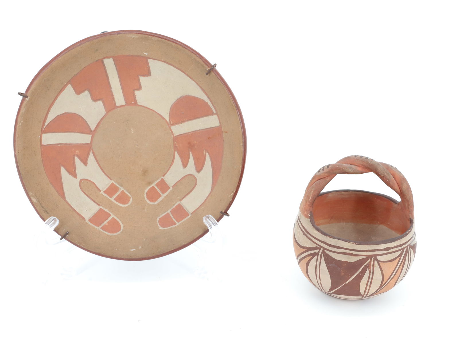 NATIVE AMERICAN POTTERY PLATE AND BASKET (1 of 3)
