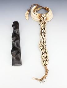 BONE TRIBAL ORNAMENT AND JAPANESE PIPE HOLDER